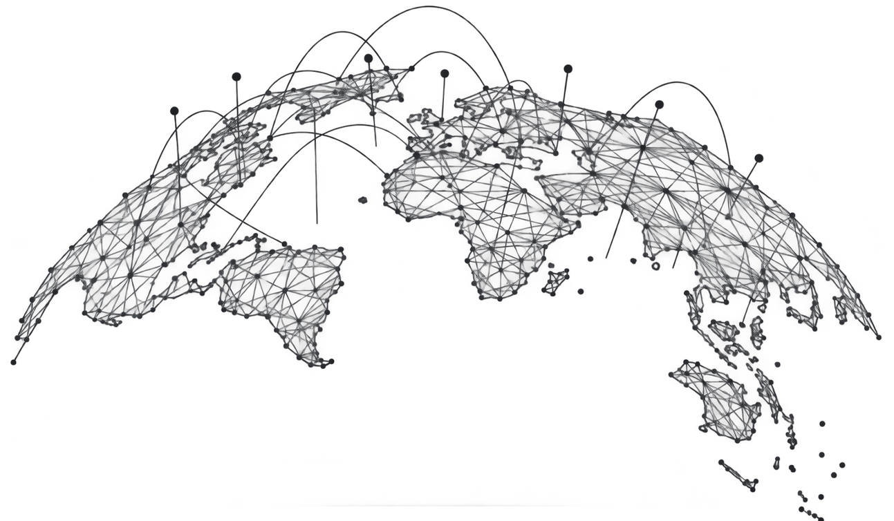 stylized world map made of small dots